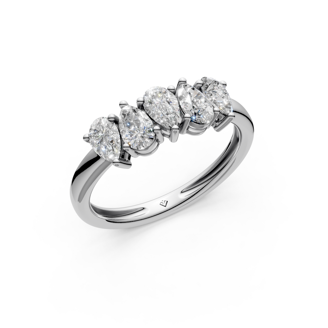 Elena Pear Diamond 5 Stone Ladies Ring