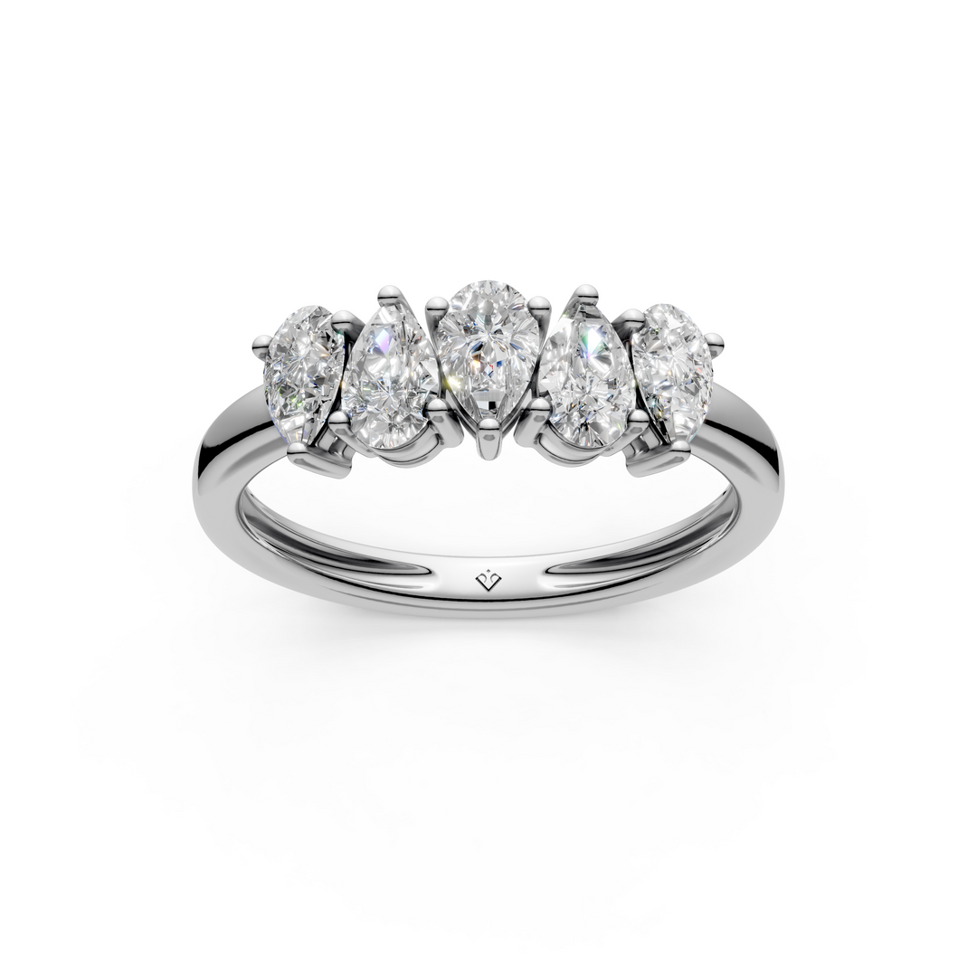 Elena Pear Diamond 5 Stone Ladies Ring