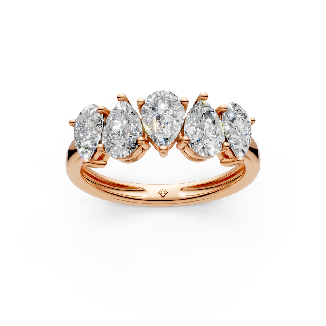 Molly Pear Diamond 5 Stone Ladies Ring