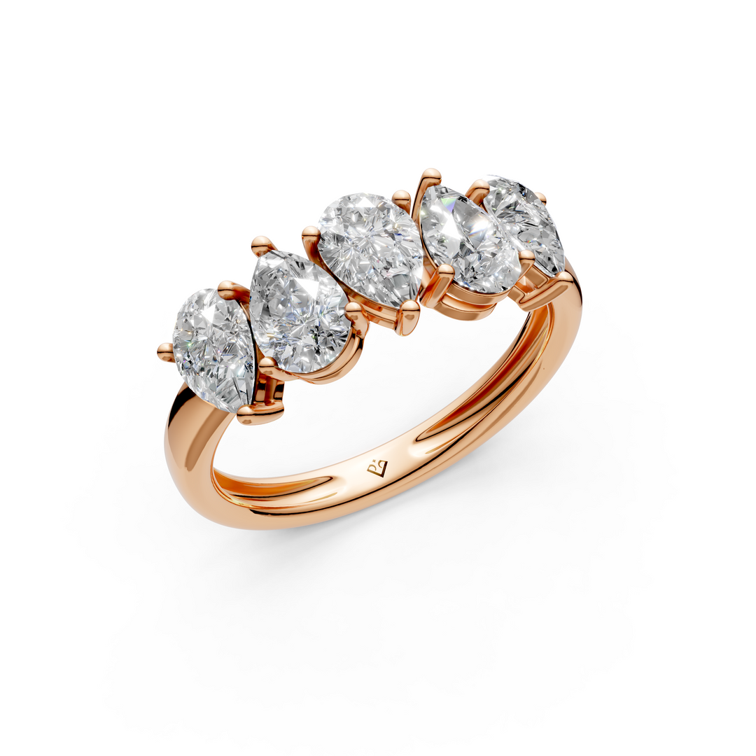 Molly Pear Diamond 5 Stone Ladies Ring