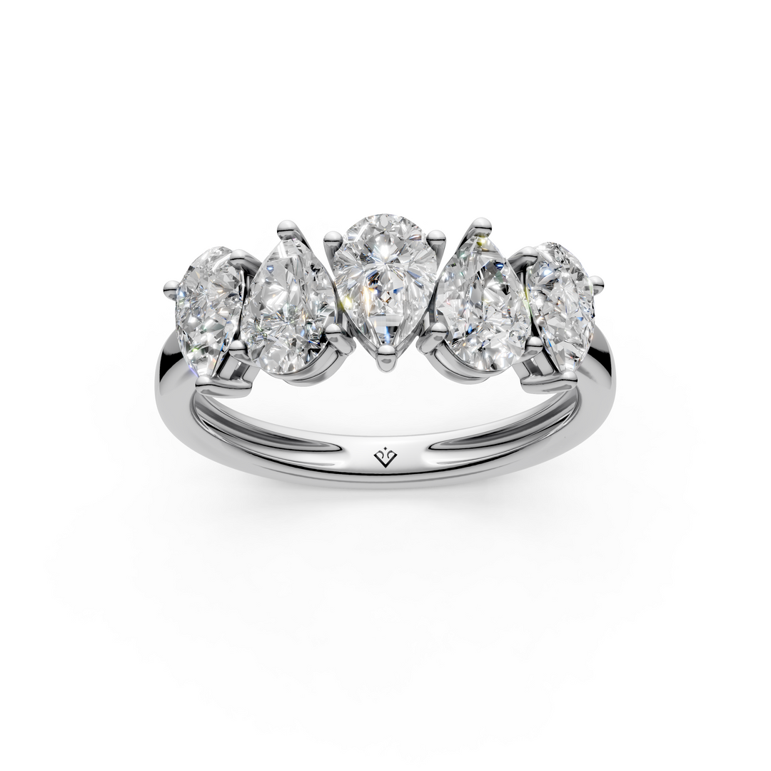 Molly Pear Diamond 5 Stone Ladies Ring