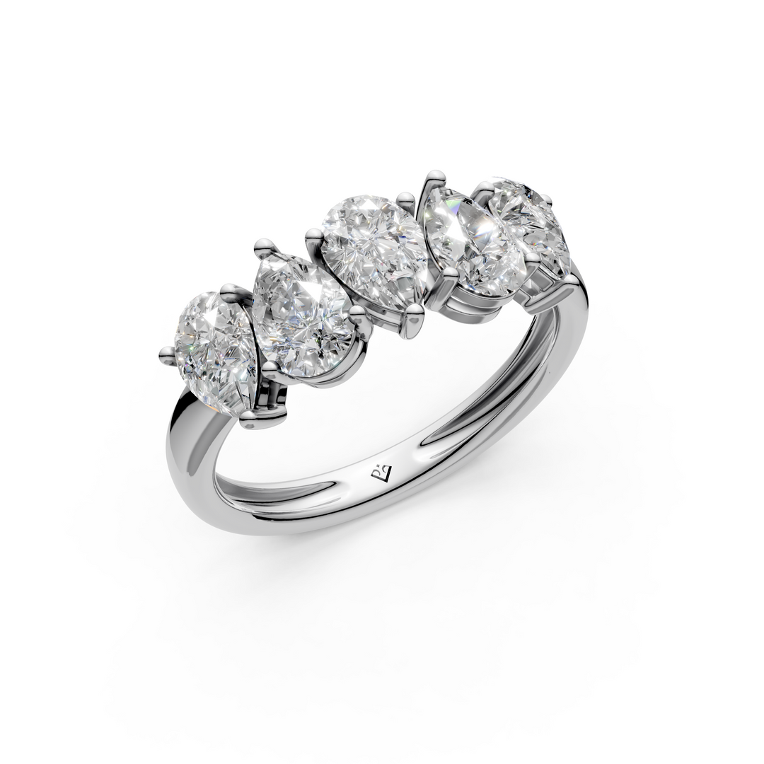 Molly Pear Diamond 5 Stone Ladies Ring