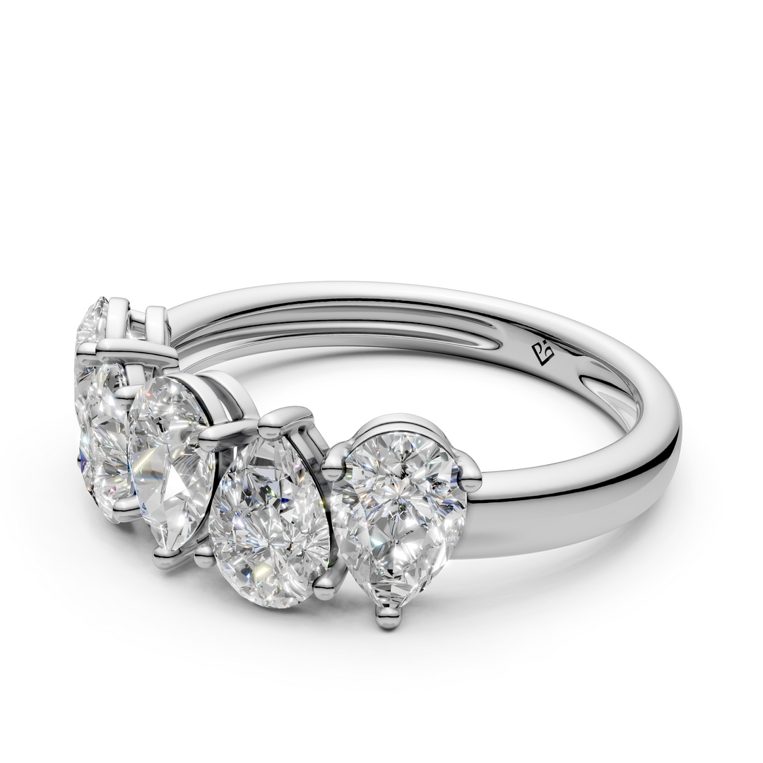 Molly Pear Diamond 5 Stone Ladies Ring