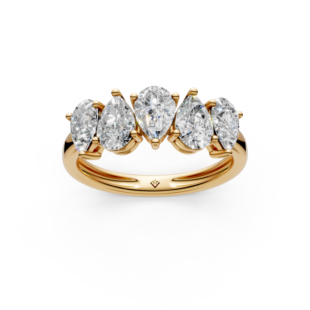 Molly Pear Diamond 5 Stone Ladies Ring