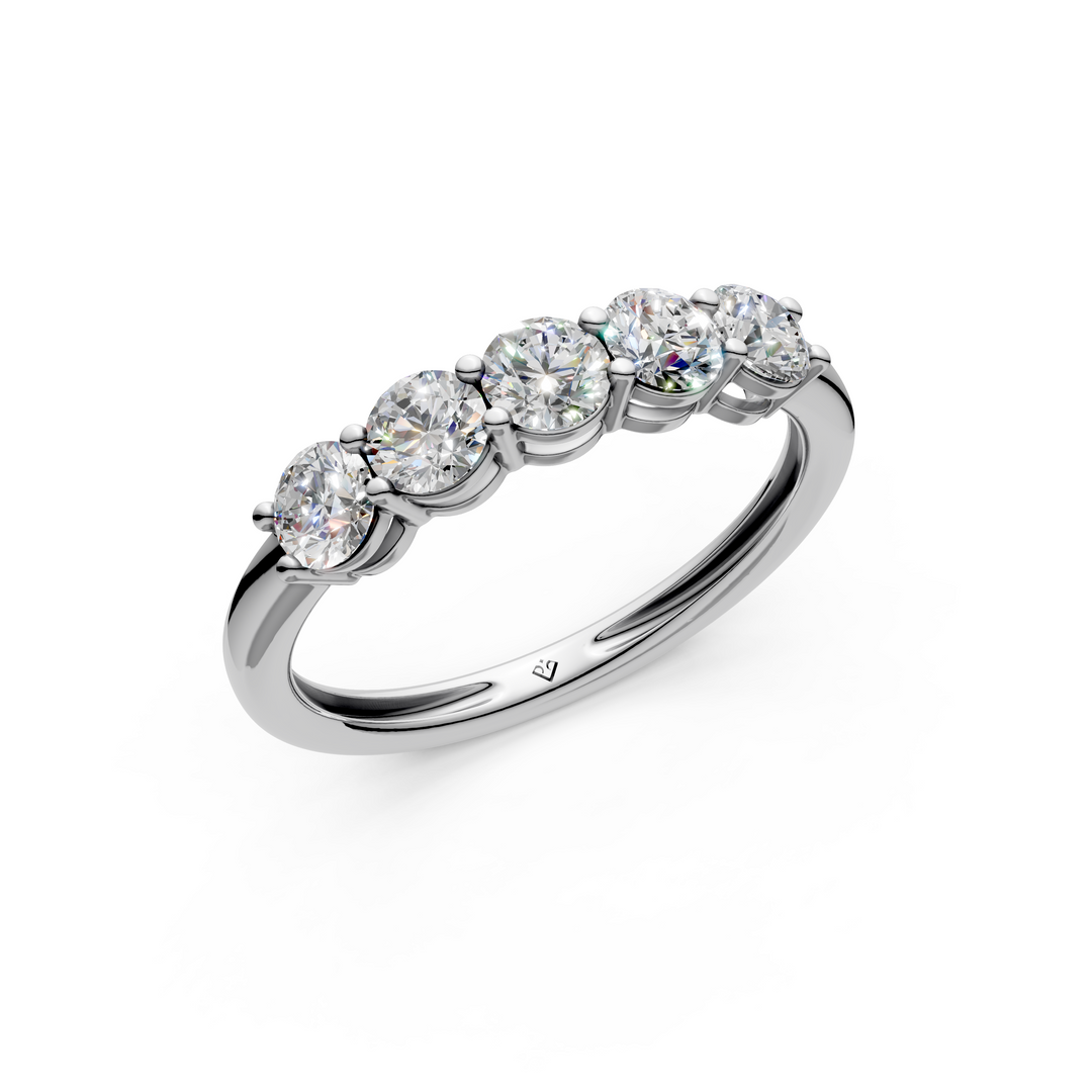 Victoria Round Diamond 5 Stone Ladies Ring