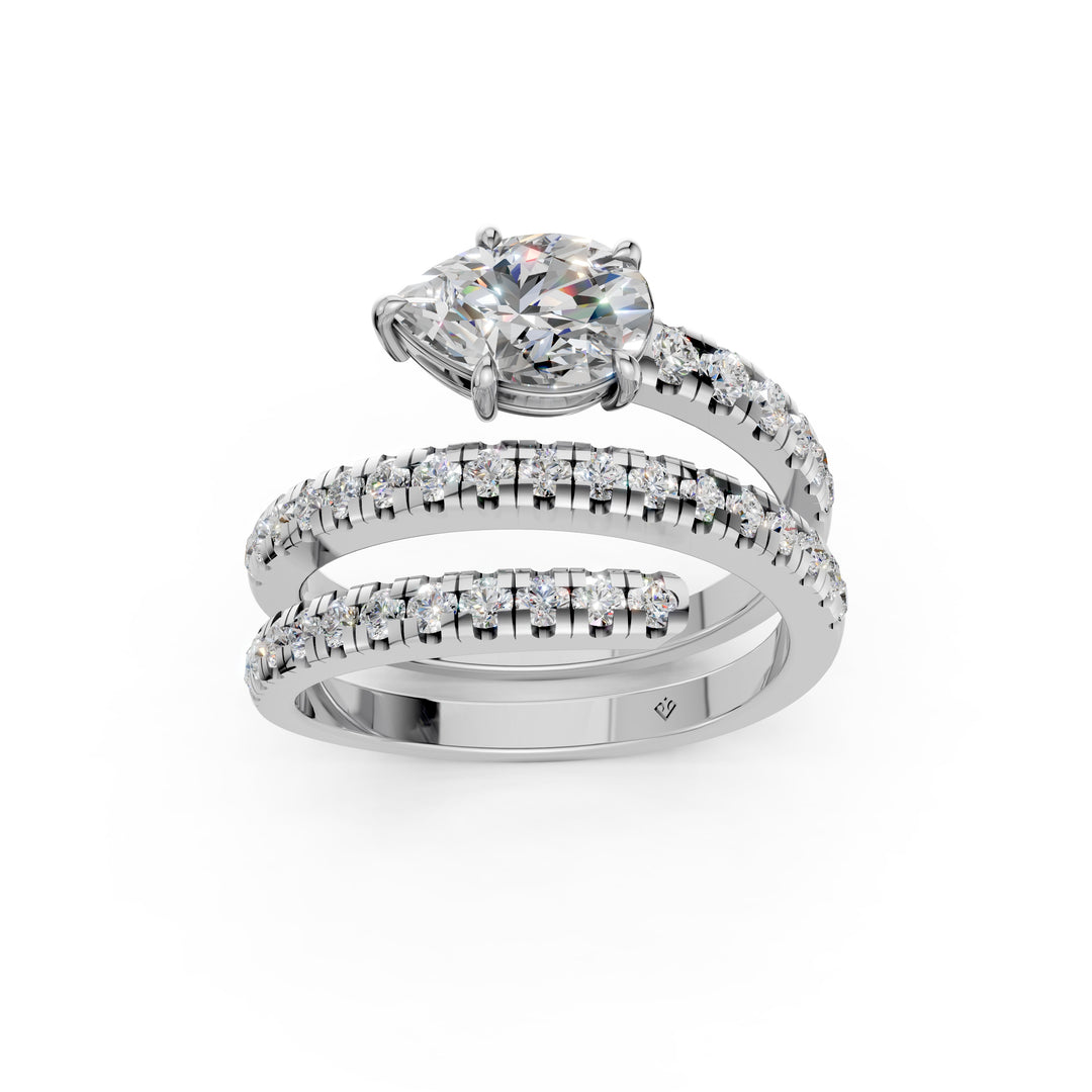 Lisa Pear Diamond Solitaire Sprial Ladies Ring
