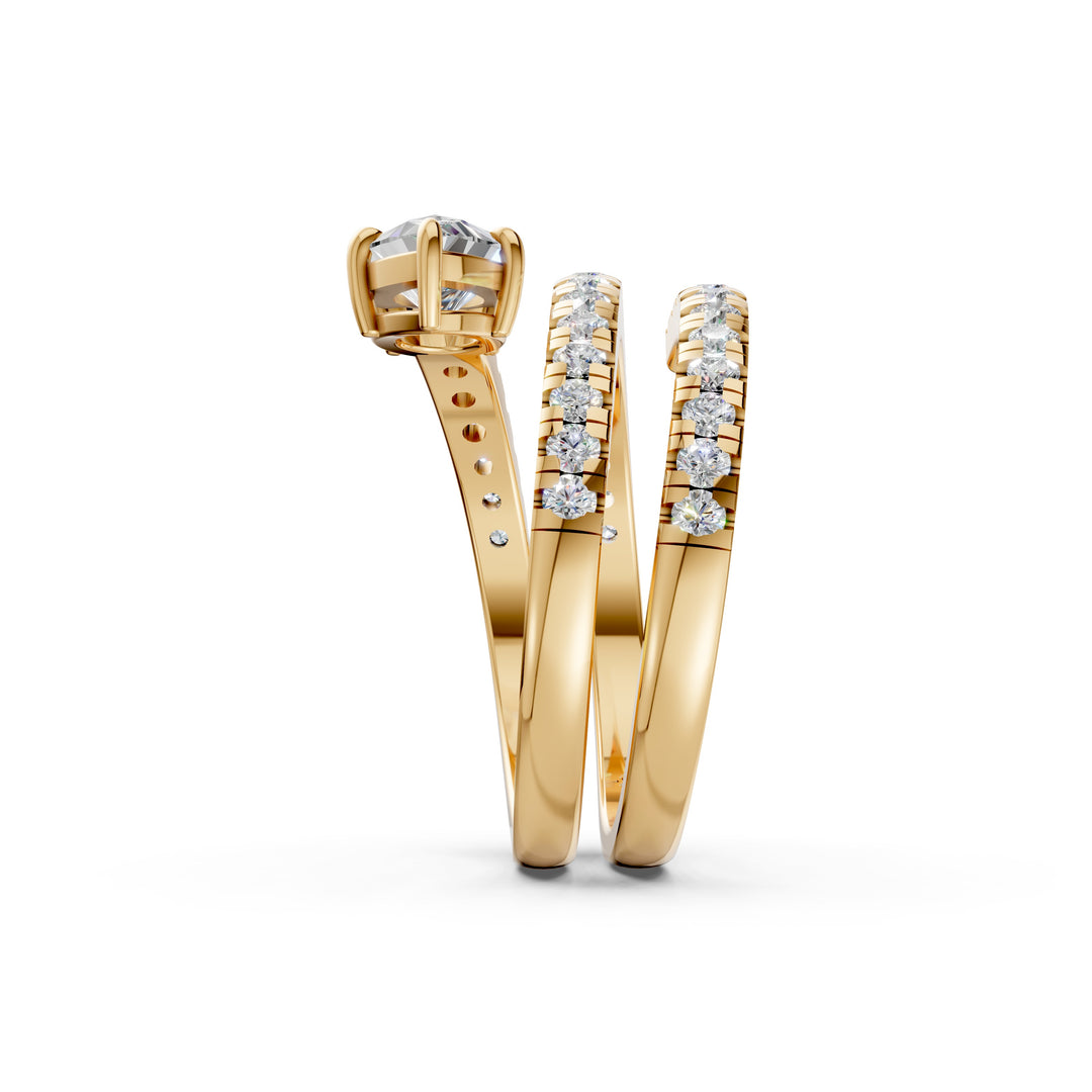 Lisa Pear Diamond Solitaire Sprial Ladies Ring