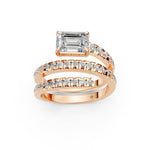 Load image into Gallery viewer, Jennie Emerald Diamond Solitaire Sprial Ladies Ring
