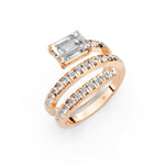 Load image into Gallery viewer, Jennie Emerald Diamond Solitaire Sprial Ladies Ring
