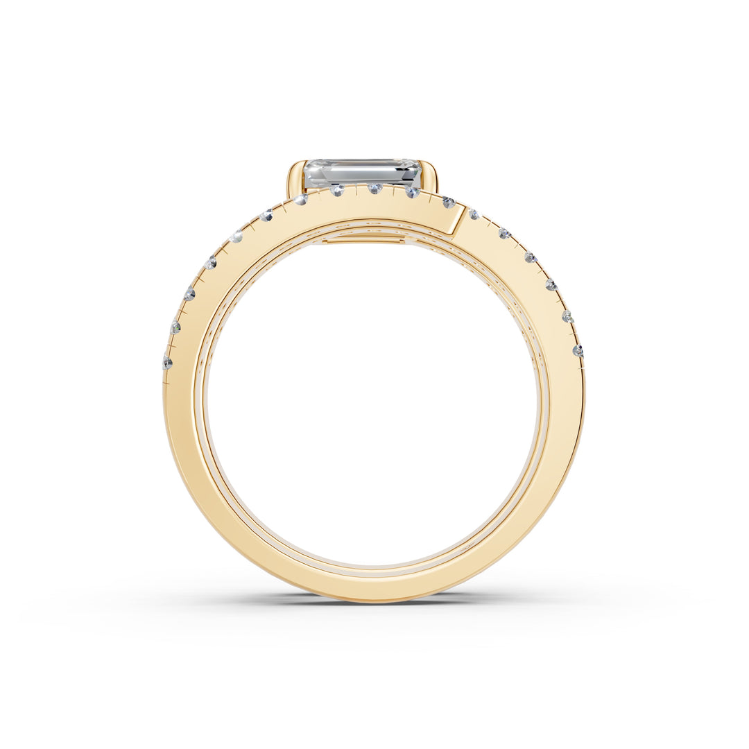 Jennie Emerald Diamond Solitaire Sprial Ladies Ring