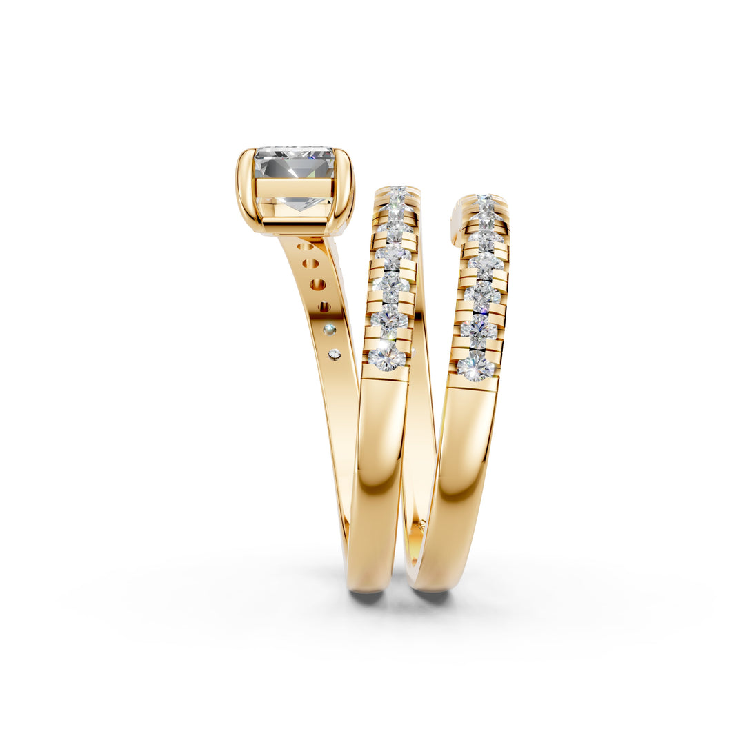 Jennie Emerald Diamond Solitaire Sprial Ladies Ring