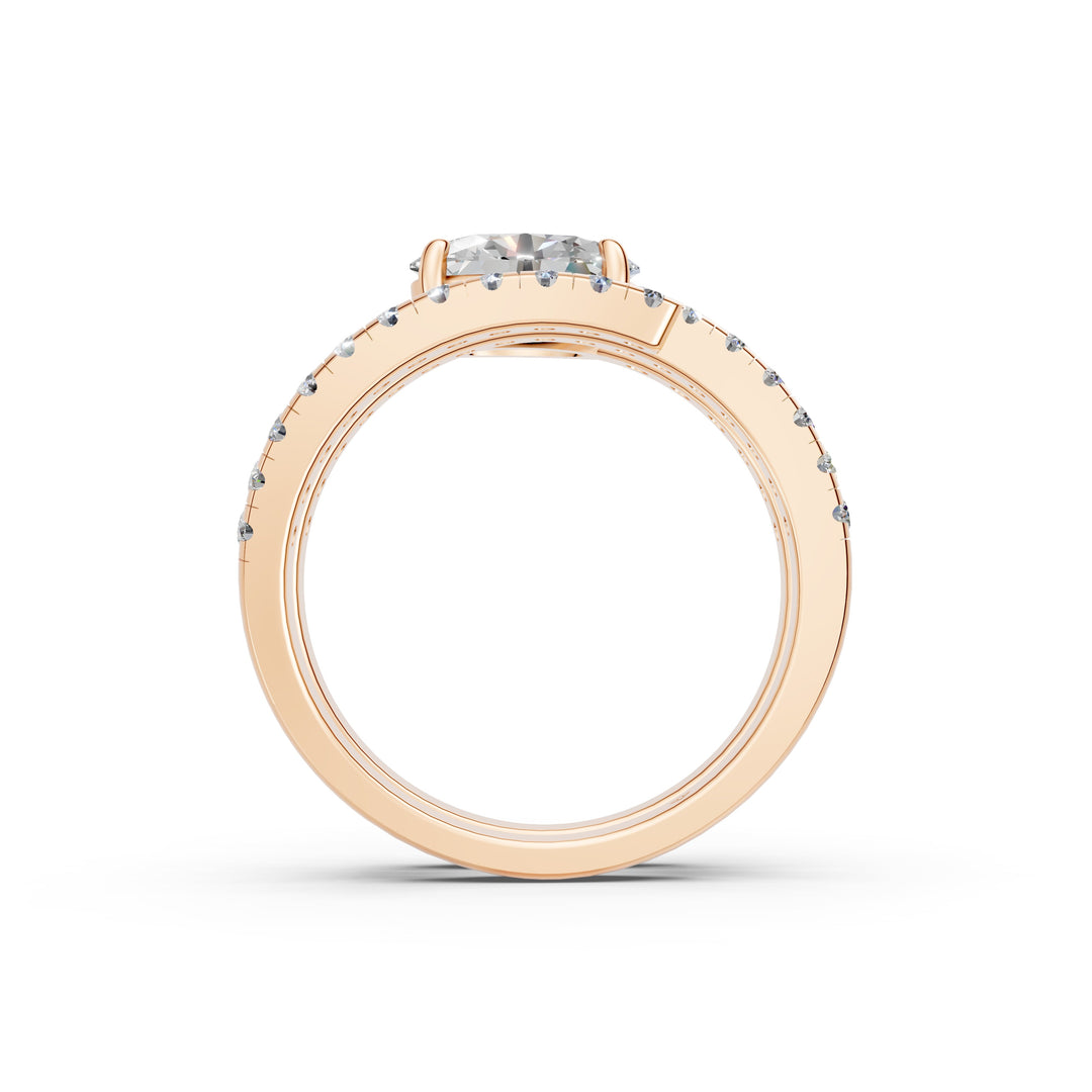Irene Oval Fancy Diamond Solitaire Sprial Ladies Ring