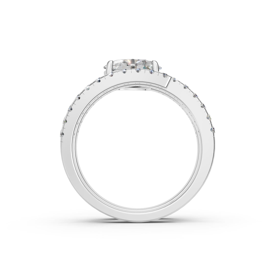 Irene Oval Fancy Diamond Solitaire Sprial Ladies Ring