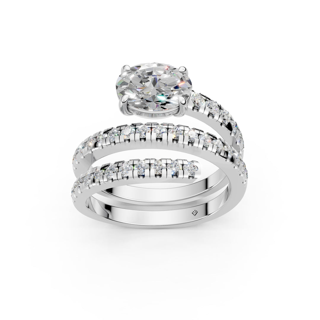 Irene Oval Fancy Diamond Solitaire Sprial Ladies Ring