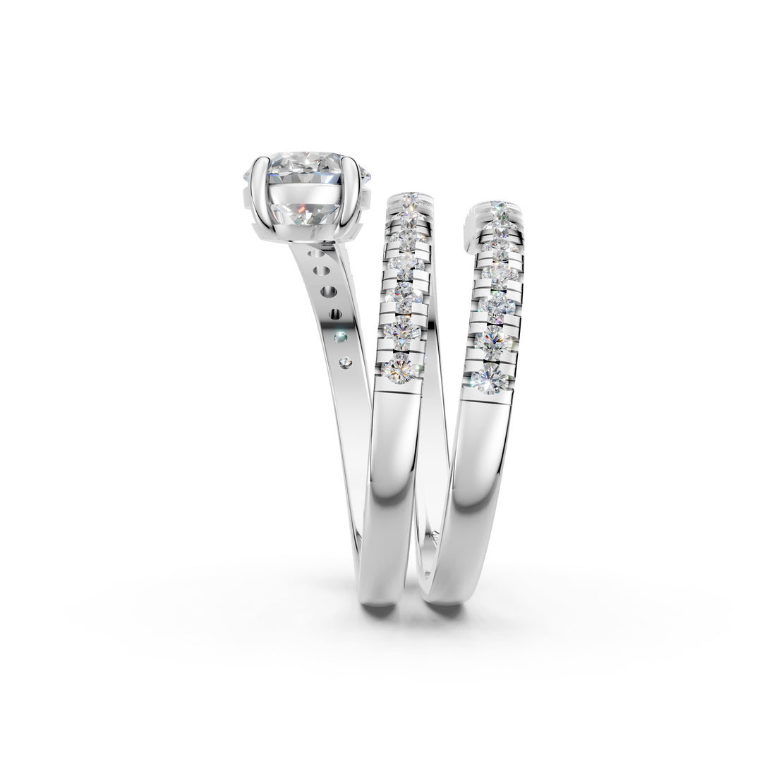 Irene Oval Fancy Diamond Solitaire Sprial Ladies Ring