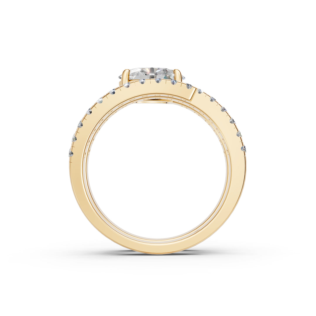 Irene Oval Fancy Diamond Solitaire Sprial Ladies Ring