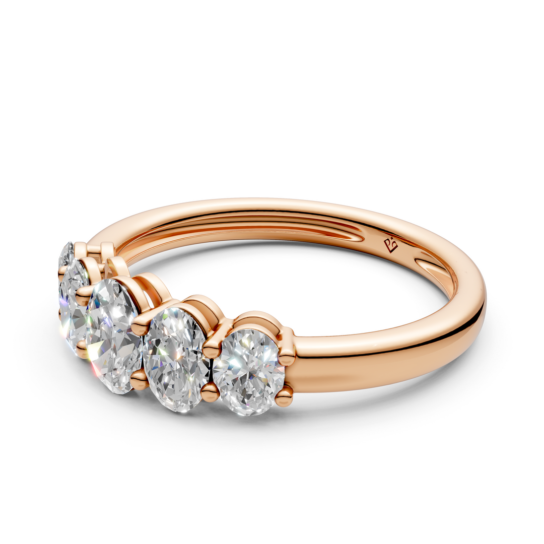 Jade Oval Diamond 5 Stone Ladies Ring