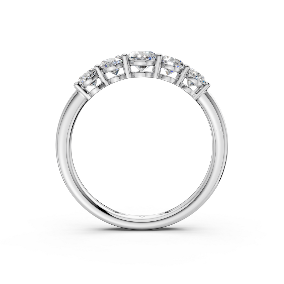 Jade Oval Diamond 5 Stone Ladies Ring