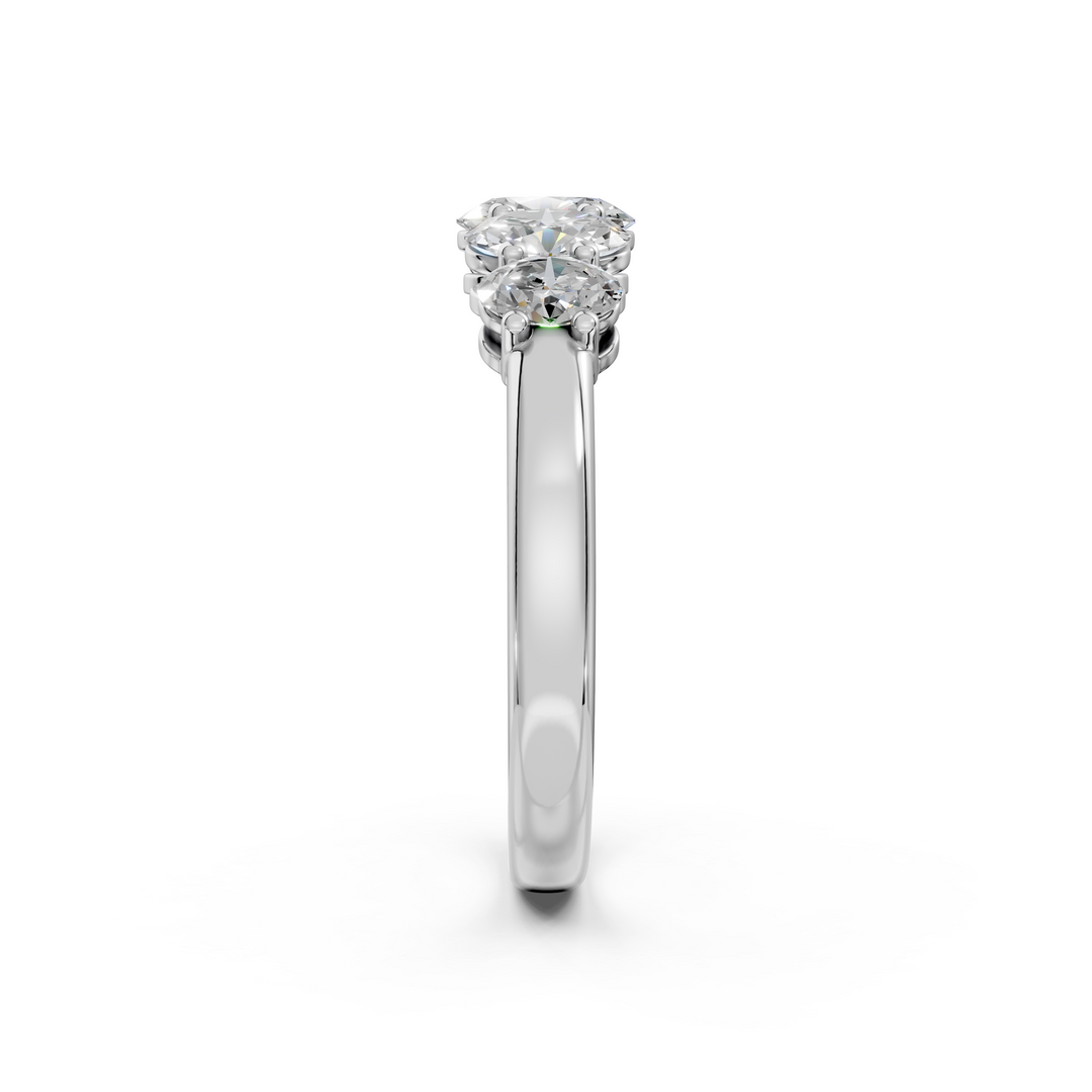 Jade Oval Diamond 5 Stone Ladies Ring