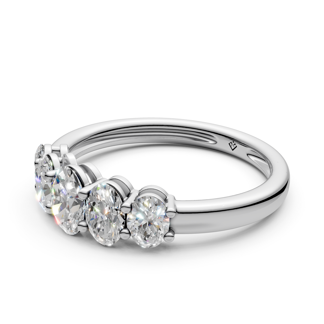 Jade Oval Diamond 5 Stone Ladies Ring