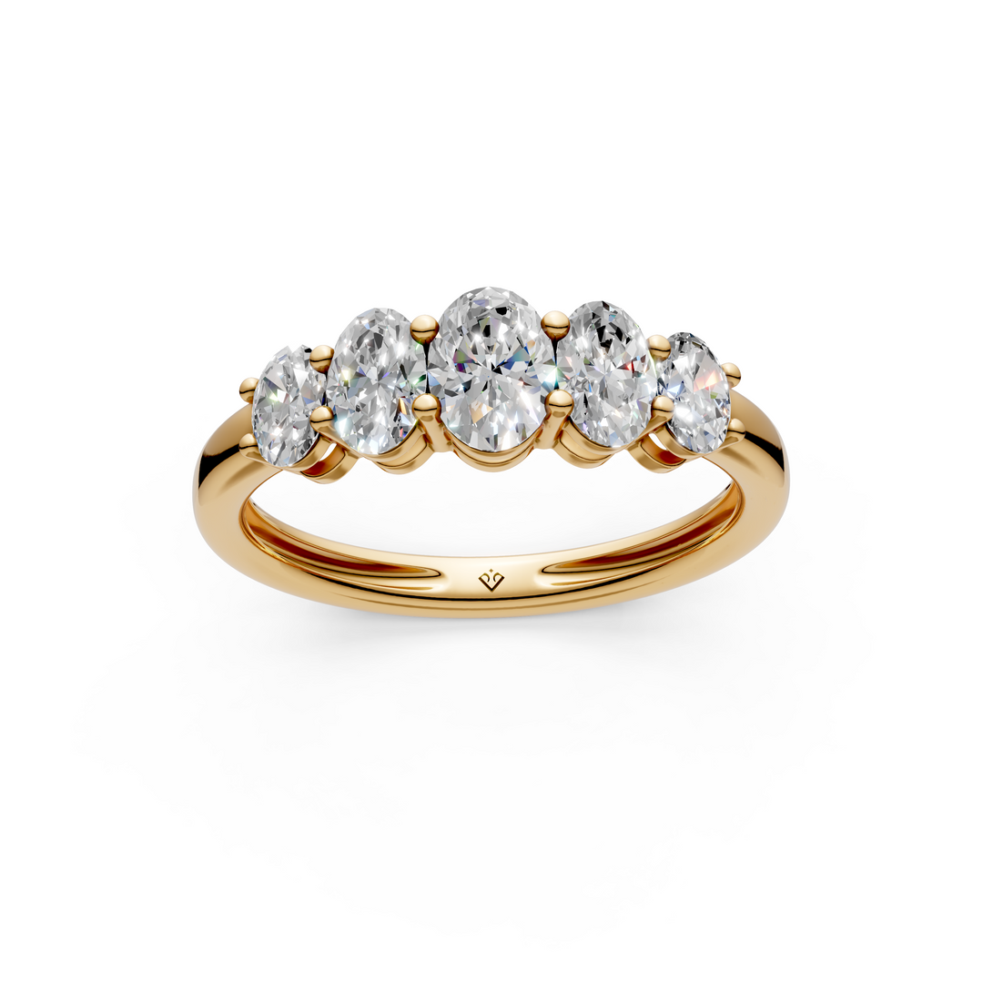 Jade Oval Diamond 5 Stone Ladies Ring