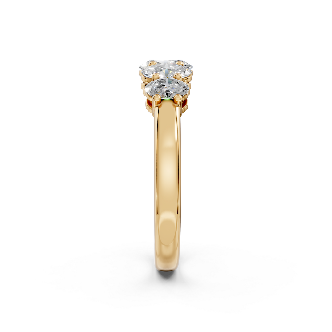 Jade Oval Diamond 5 Stone Ladies Ring