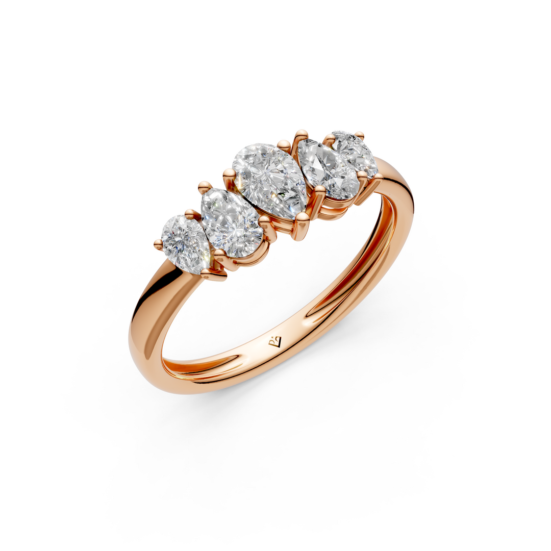 Tivra Pear Diamond 5 Stone Ladies Ring