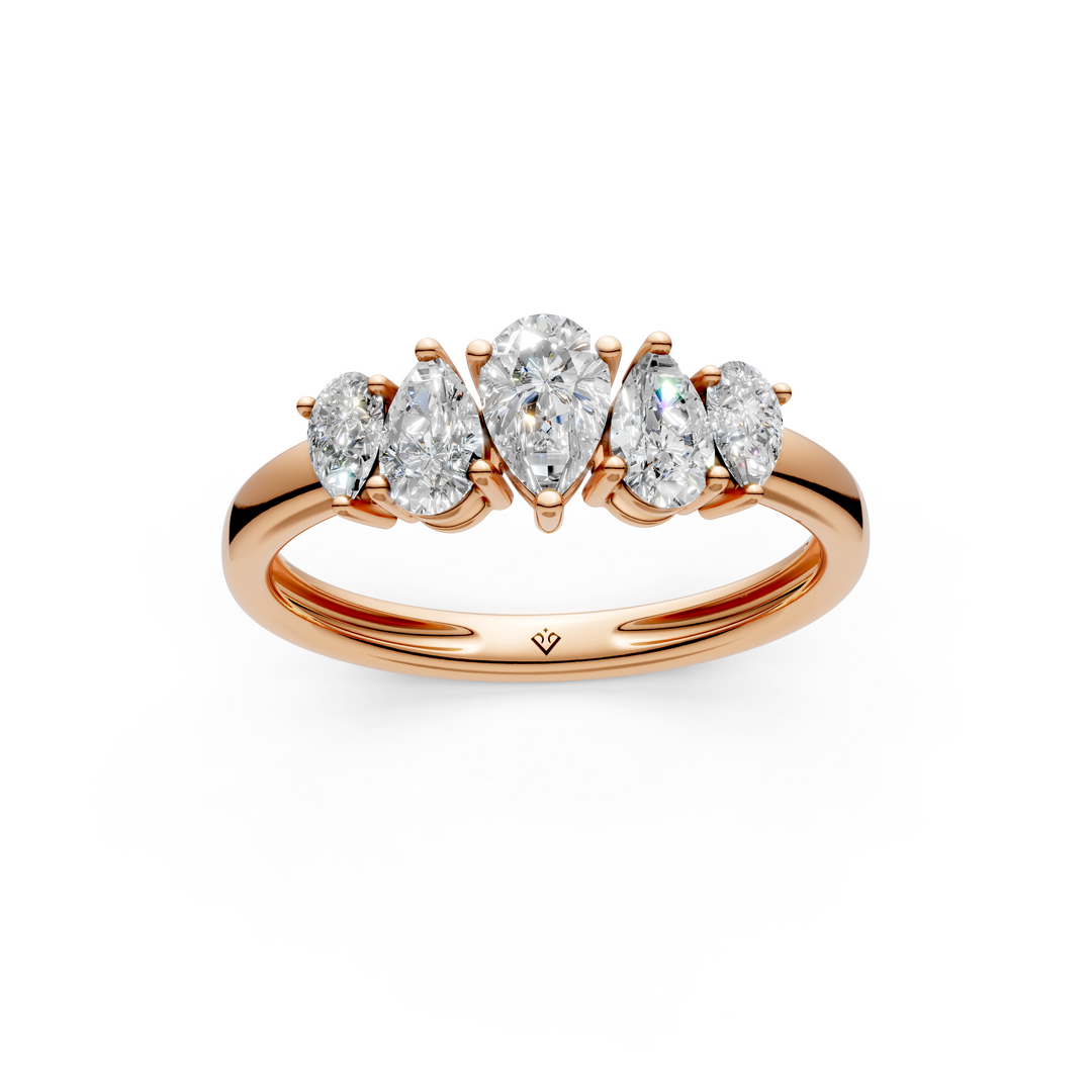 Tivra Pear Diamond 5 Stone Ladies Ring
