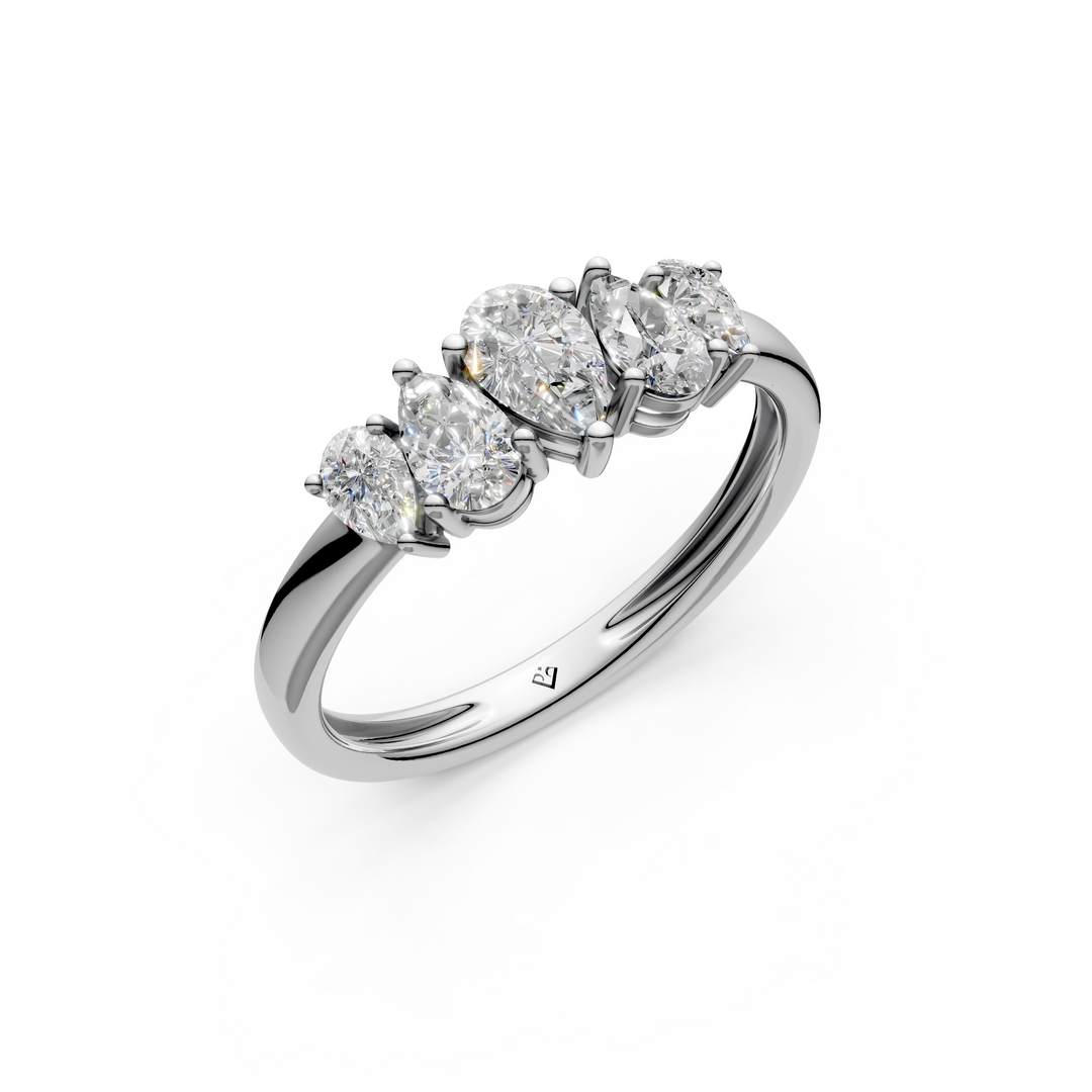 Tivra Pear Diamond 5 Stone Ladies Ring