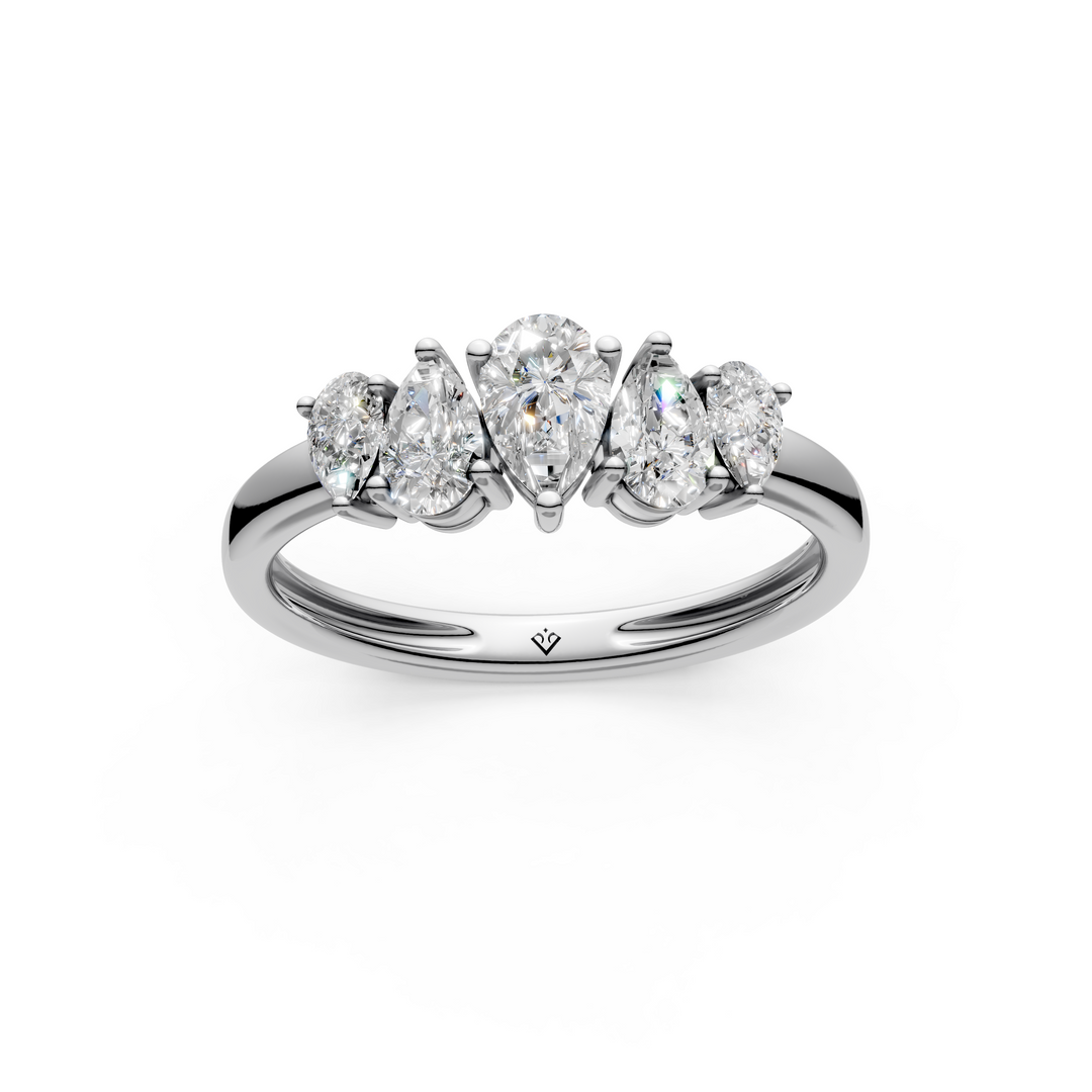 Tivra Pear Diamond 5 Stone Ladies Ring