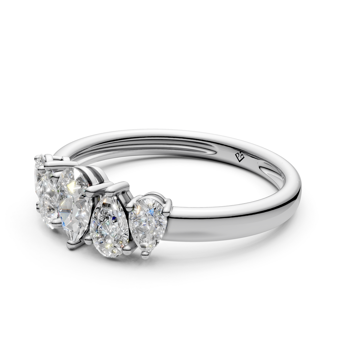 Tivra Pear Diamond 5 Stone Ladies Ring