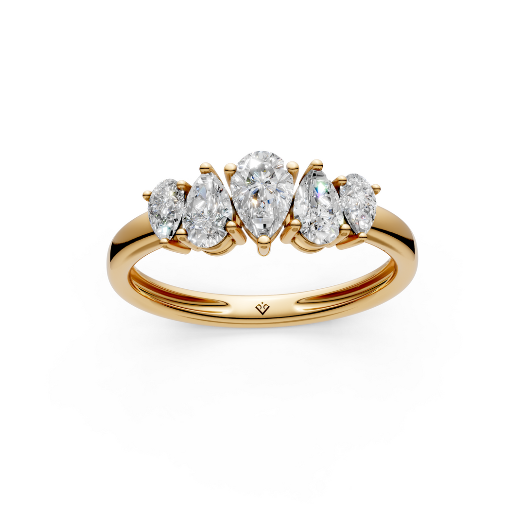 Tivra Pear Diamond 5 Stone Ladies Ring