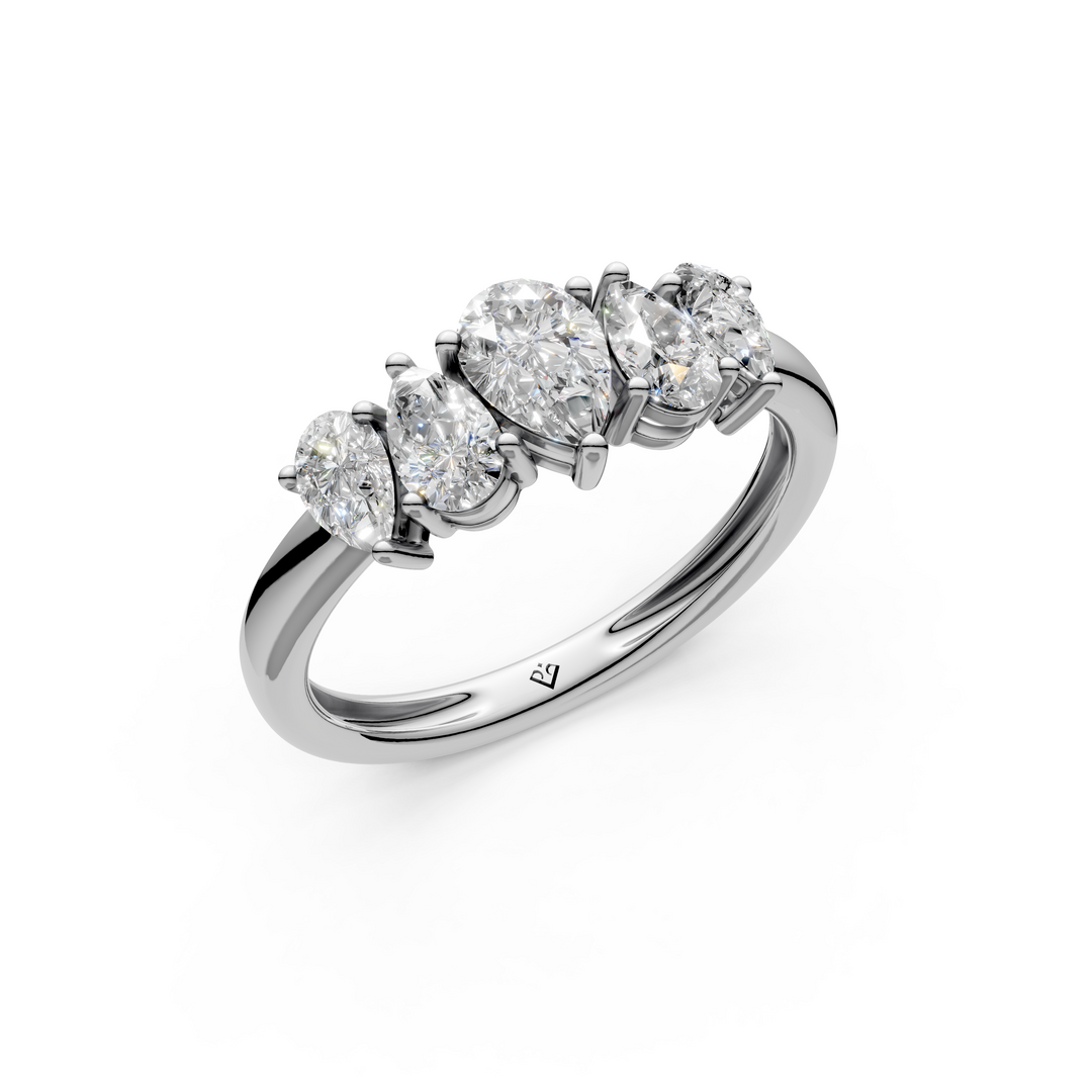 Savi Pear Diamond 5 Stone Ladies Ring