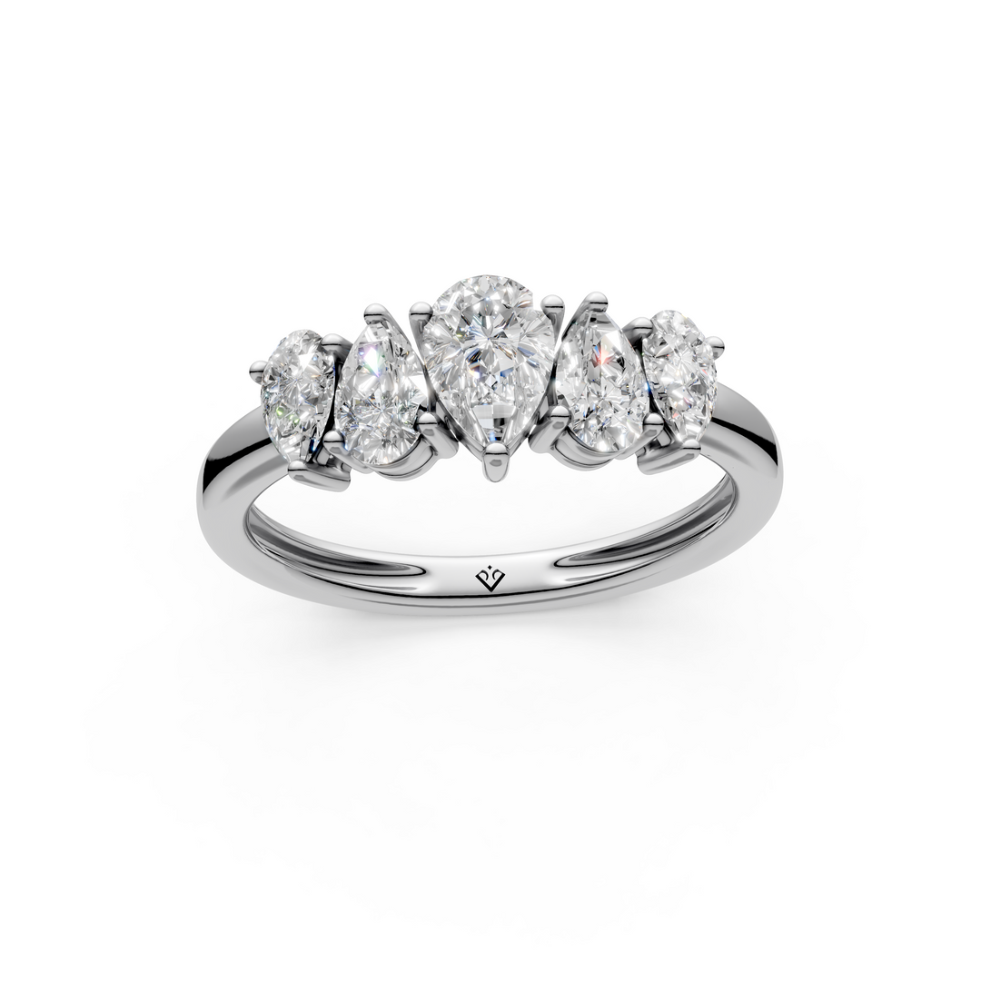 Savi Pear Diamond 5 Stone Ladies Ring