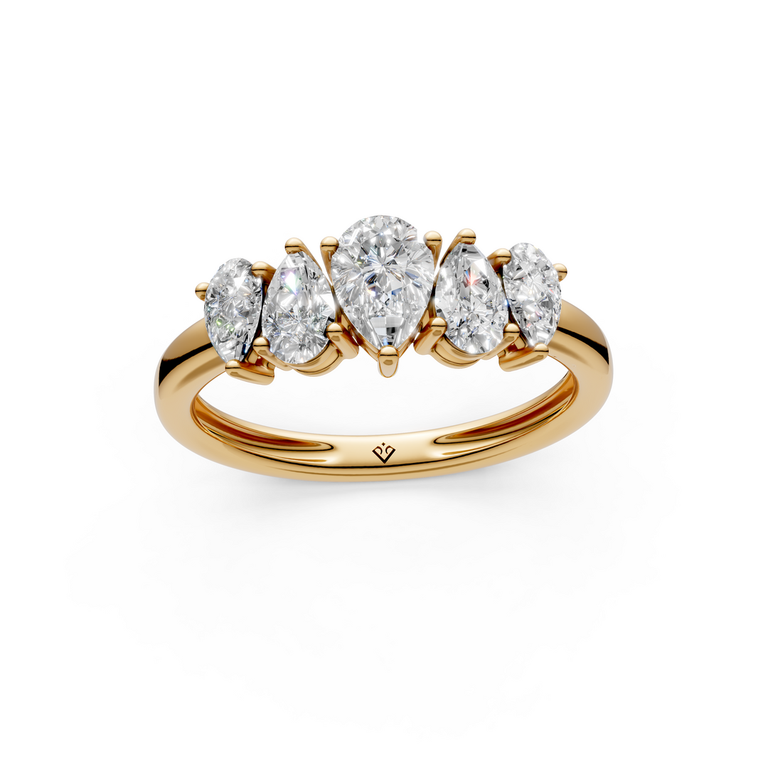 Savi Pear Diamond 5 Stone Ladies Ring