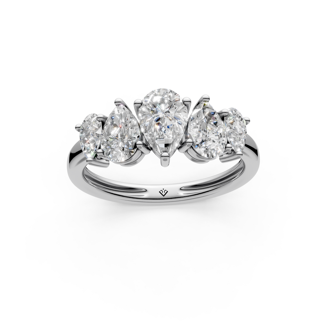 Nivana Pear Diamond 5 Stone Ladies Ring