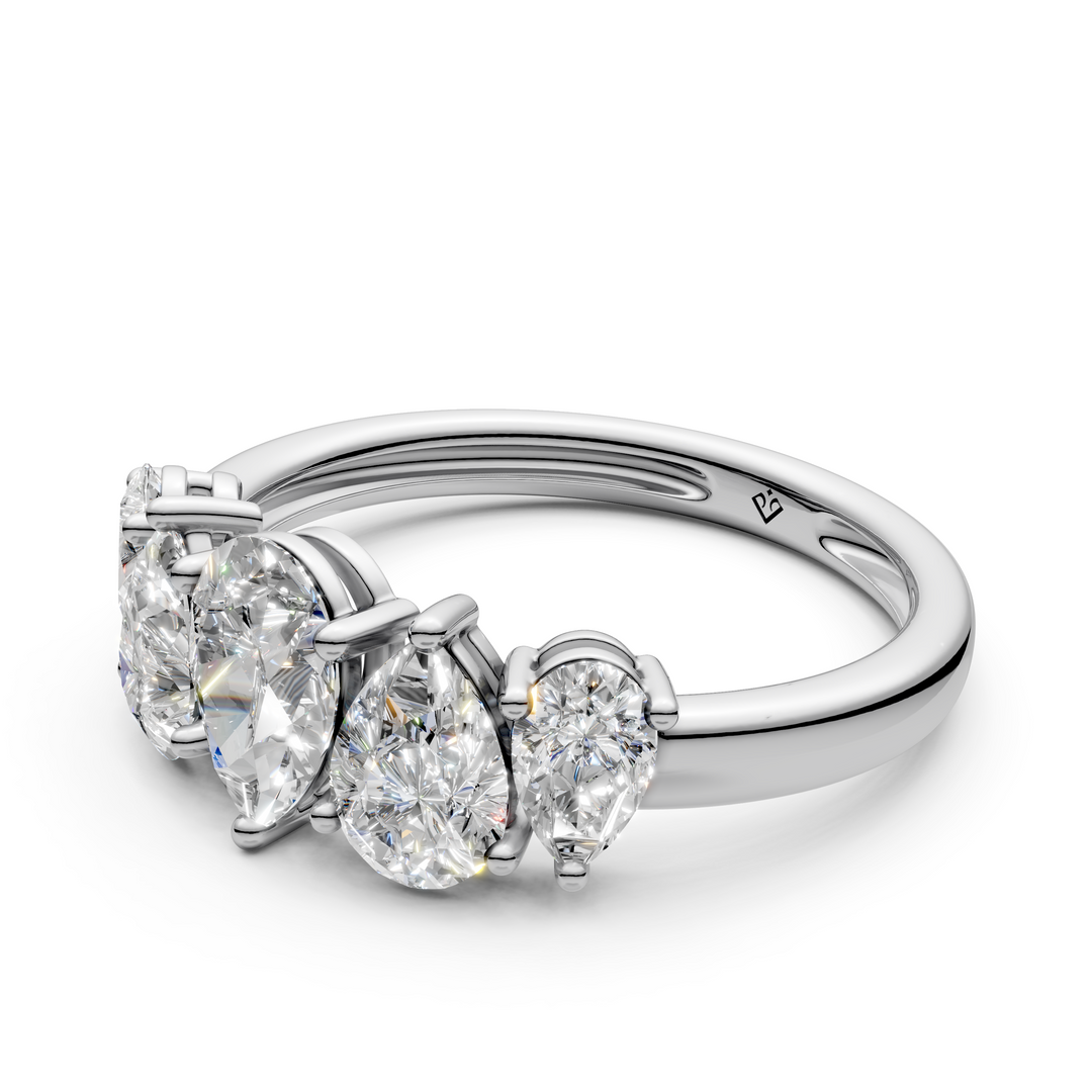 Nivana Pear Diamond 5 Stone Ladies Ring