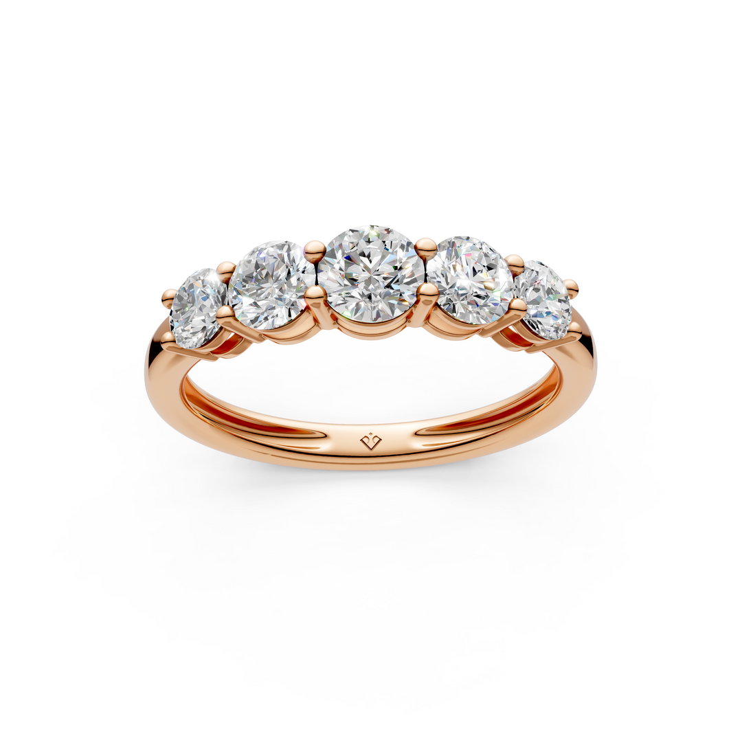 Yaavi Round Diamond 5 Stone Ladies Ring