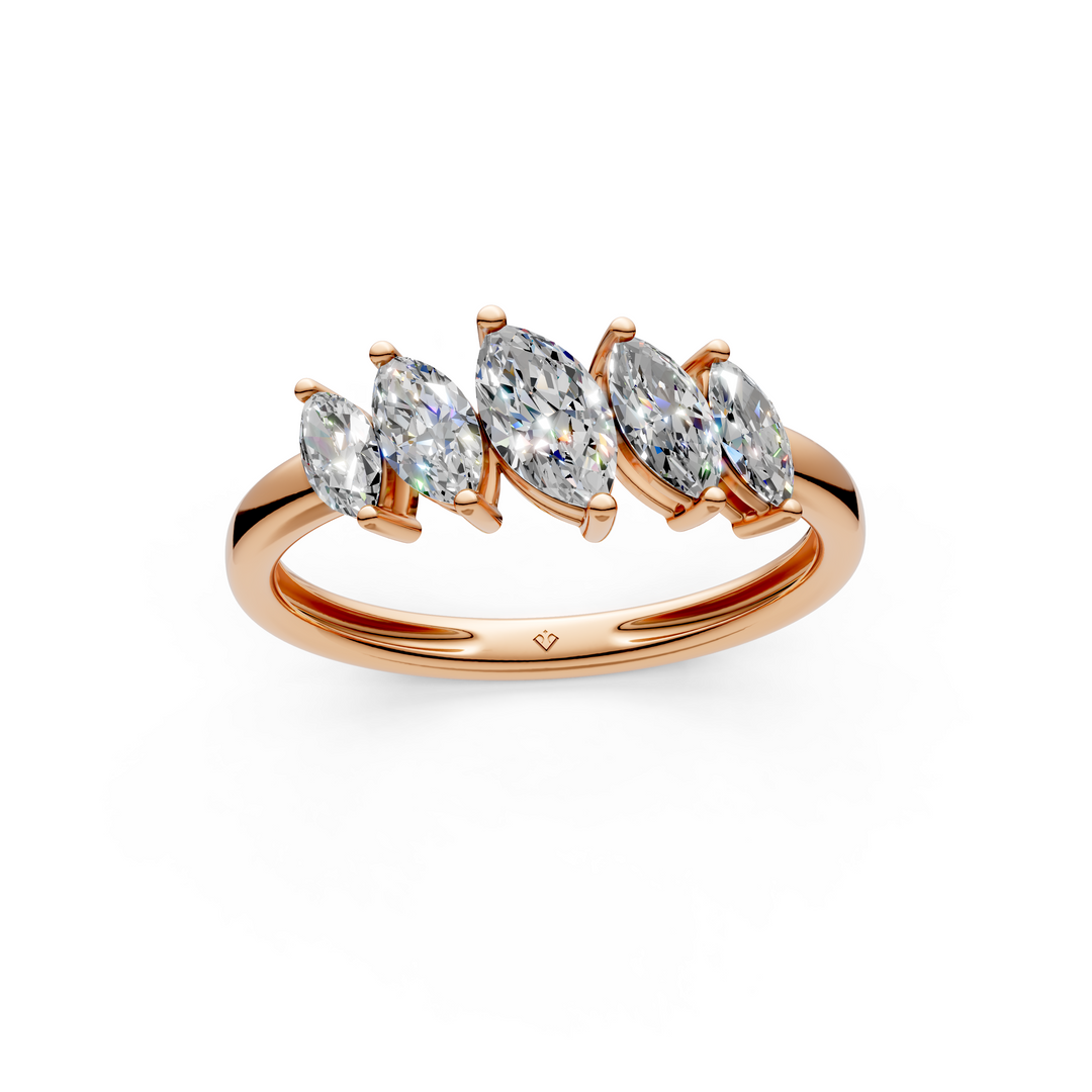 Sage Marquise Diamond 5 Stone Ladies Ring