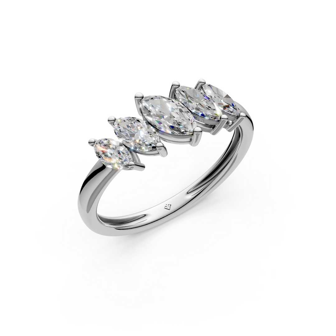 Sage Marquise Diamond 5 Stone Ladies Ring