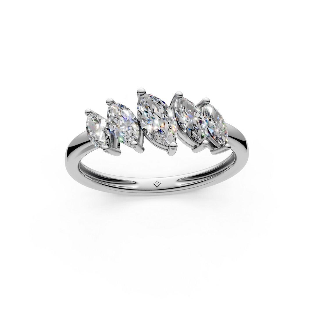 Sage Marquise Diamond 5 Stone Ladies Ring