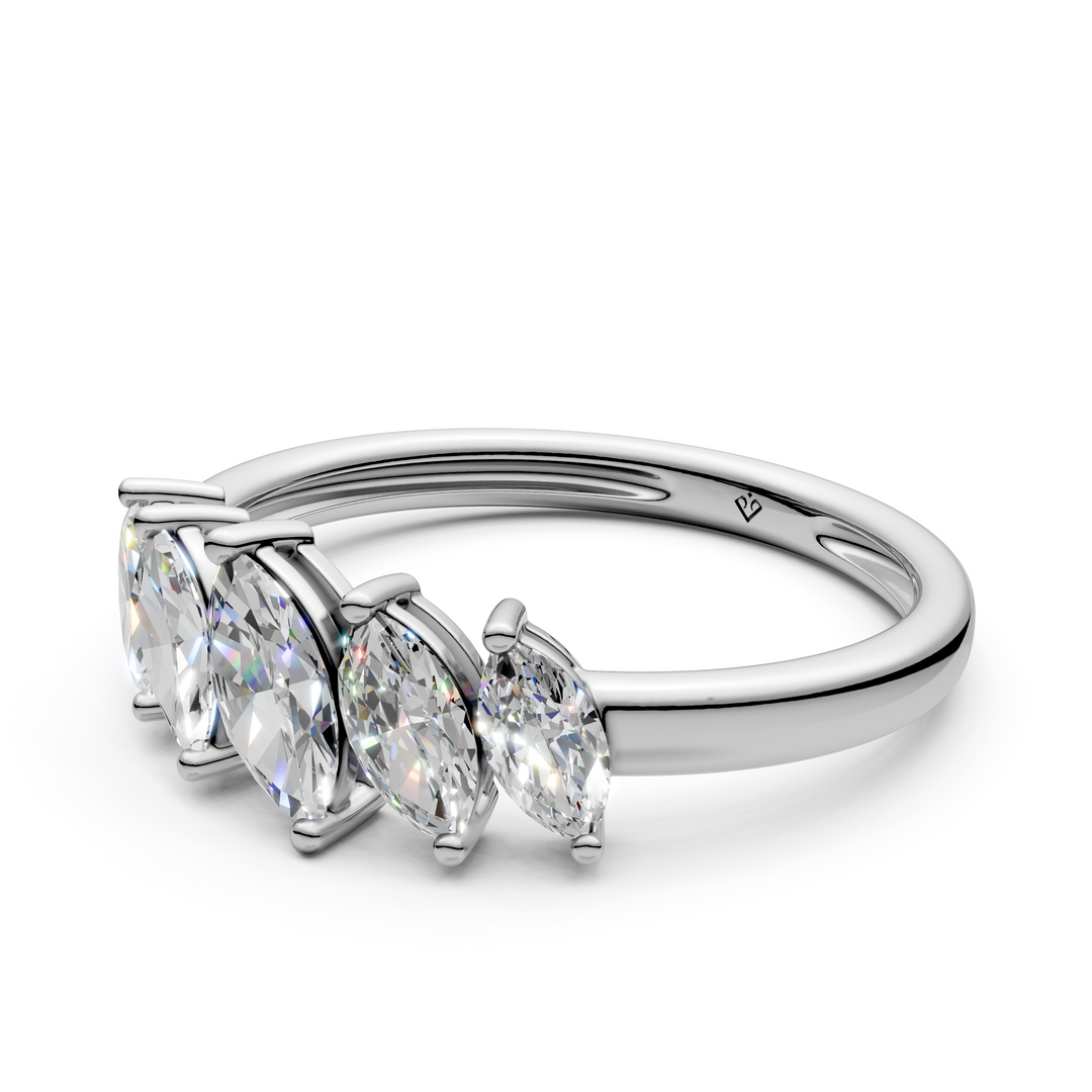 Sage Marquise Diamond 5 Stone Ladies Ring