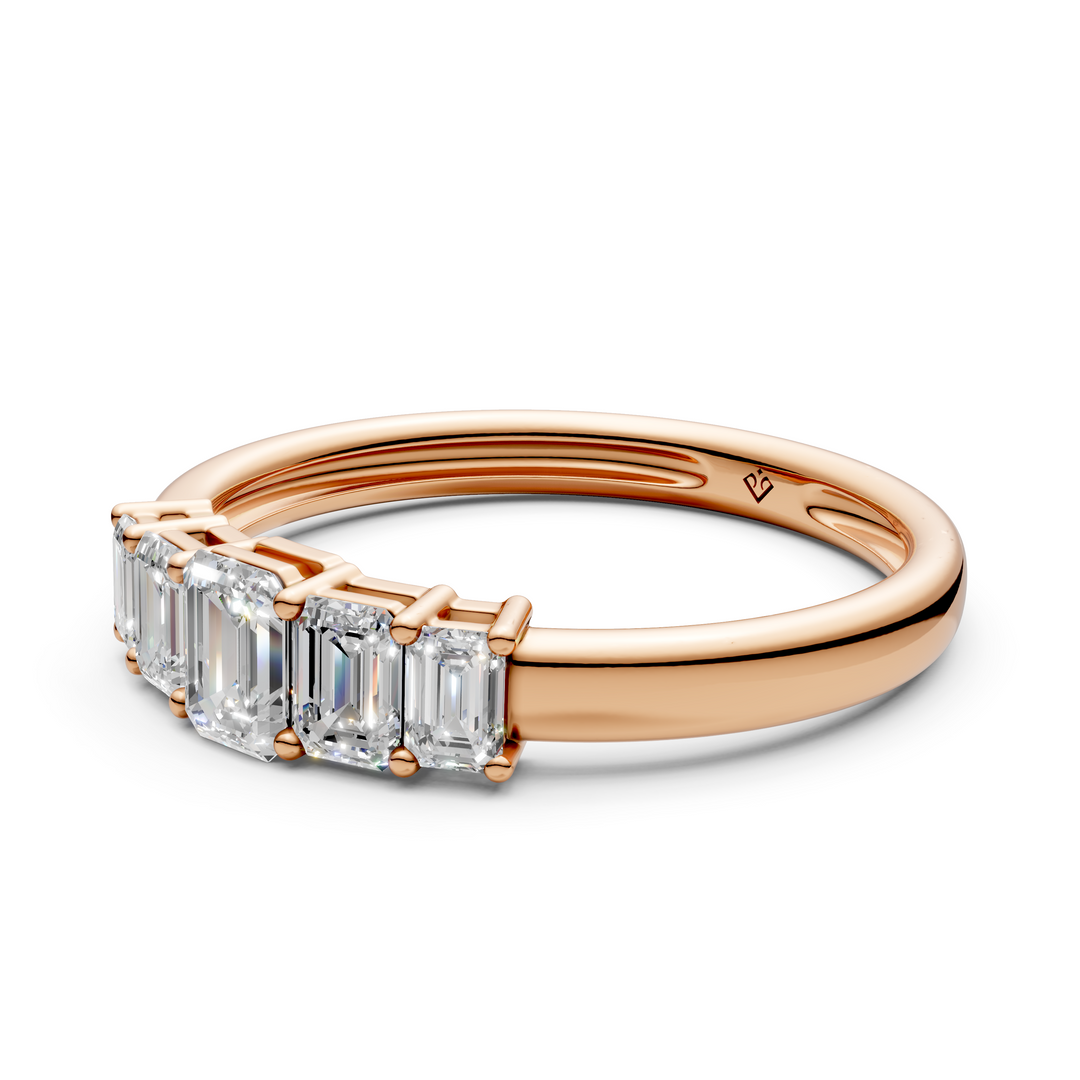 Megan Emerald Diamond 5 Stone Ladies Ring