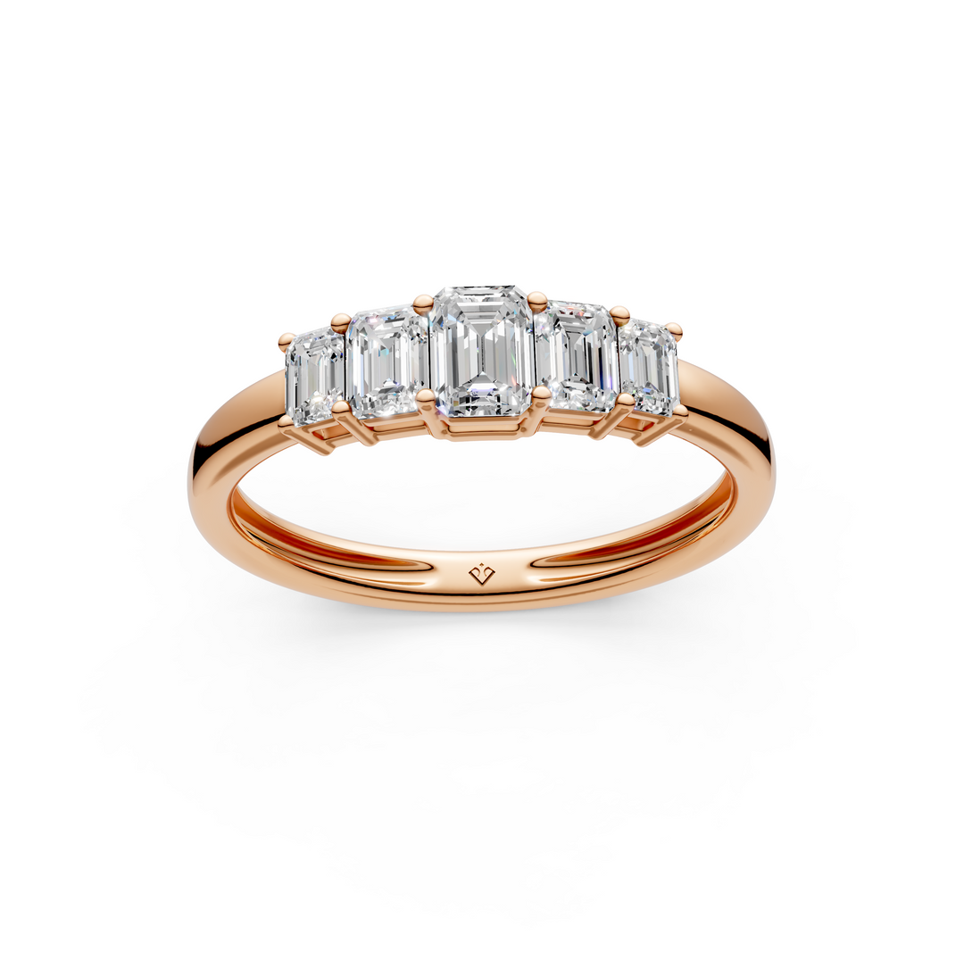 Megan Emerald Diamond 5 Stone Ladies Ring