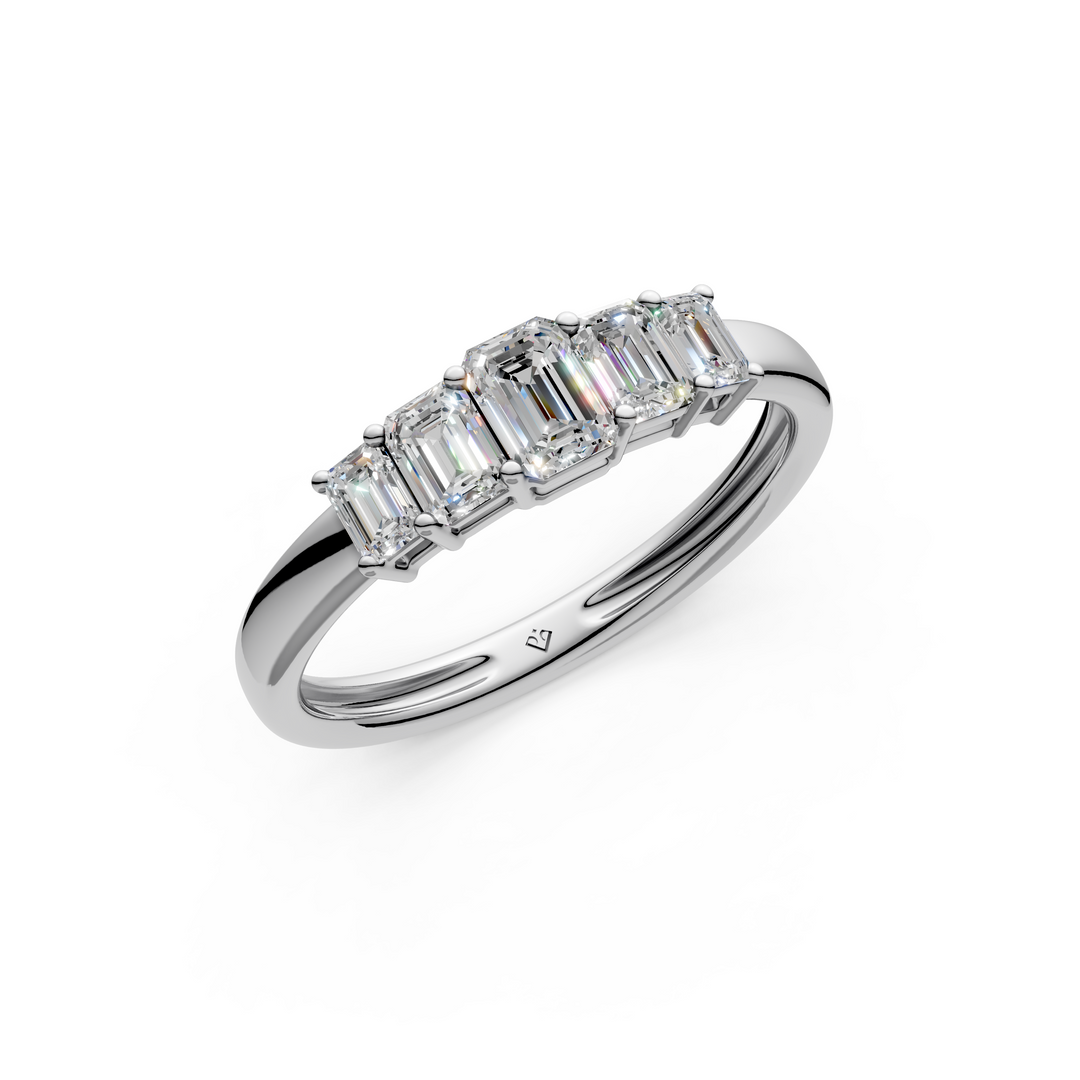 Megan Emerald Diamond 5 Stone Ladies Ring