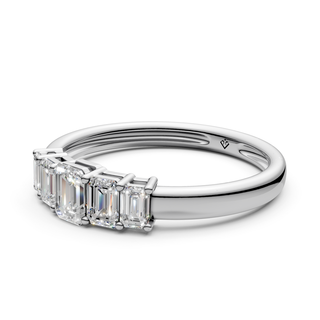 Megan Emerald Diamond 5 Stone Ladies Ring