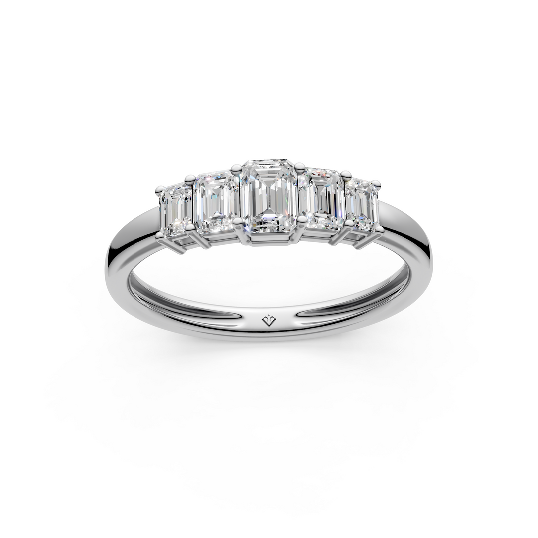 Megan Emerald Diamond 5 Stone Ladies Ring