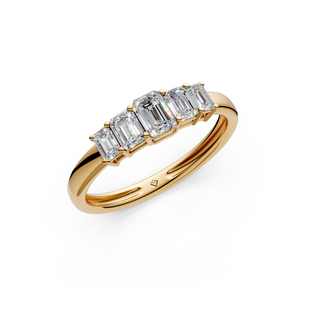 Megan Emerald Diamond 5 Stone Ladies Ring