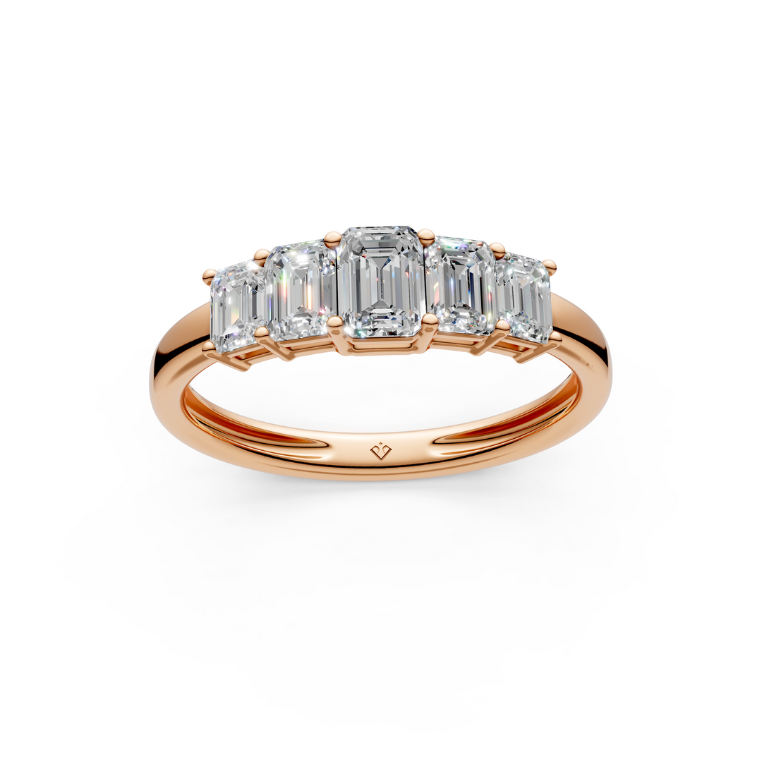 Milana Emerald Diamond 5 Stone Ladies Ring