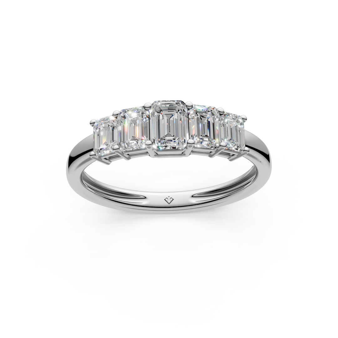 Milana Emerald Diamond 5 Stone Ladies Ring